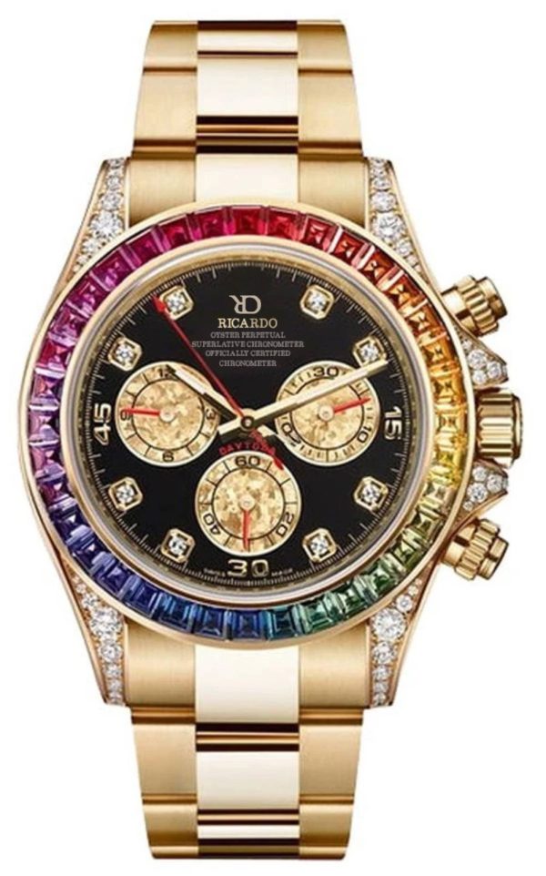 Ricardo Men's Watch With Rainbow Color Design And Stainless Steel Strap
