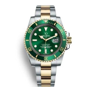 Ricardo Stainless Steel Men's Watch With Green Dial Dual Color Strap