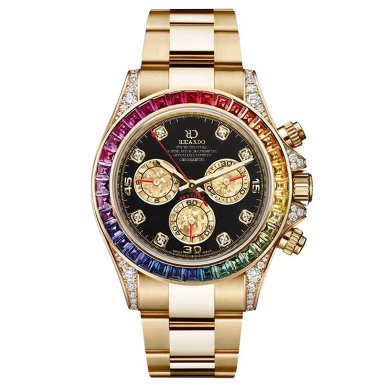 Ricardo Men's Watch With Rainbow Color Design And Stainless Steel Strap